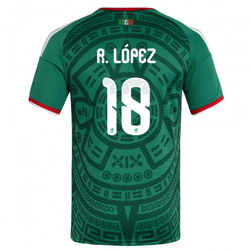 Danxen Niño Camiseta México Rodrigo López #18 Verde Blanco Rojo 1ª Equipación 26-28 La Camisa México