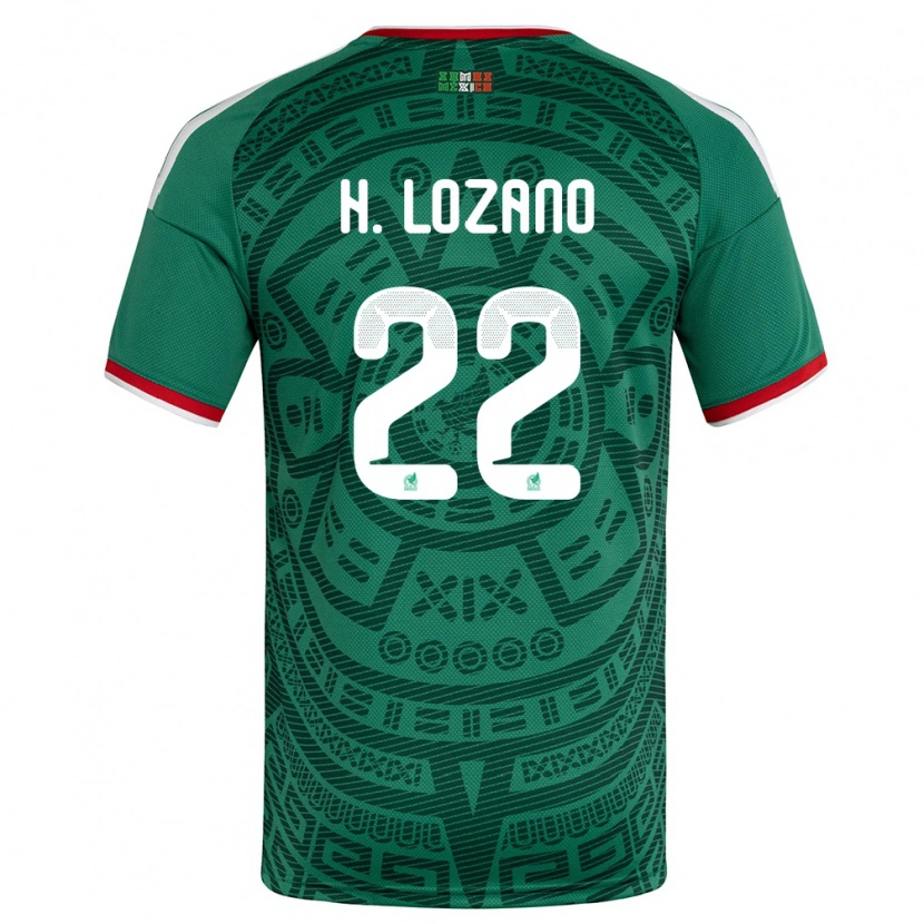 Danxen Niño Camiseta México Hirving Lozano #22 Verde Blanco Rojo 1ª Equipación 26-28 La Camisa México