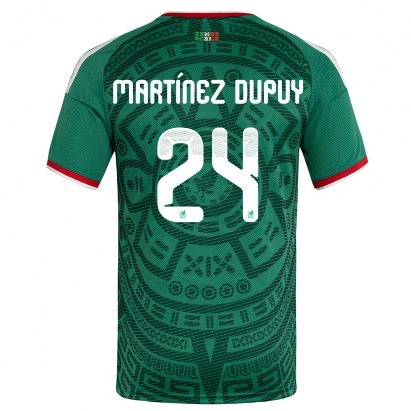 Danxen Niño Camiseta México Luca Martínez Dupuy #24 Verde Blanco Rojo 1ª Equipación 26-28 La Camisa México