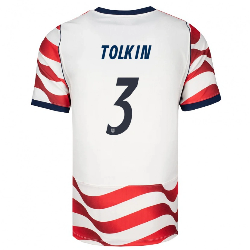 Danxen Niño Camiseta Estados Unidos John Tolkin #3 Rojo Blanco Negro 1ª Equipación 26-28 La Camisa México