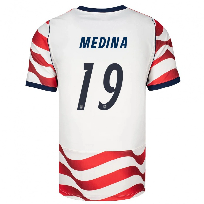 Danxen Niño Camiseta Estados Unidos Aaron Medina #19 Rojo Blanco Negro 1ª Equipación 26-28 La Camisa México