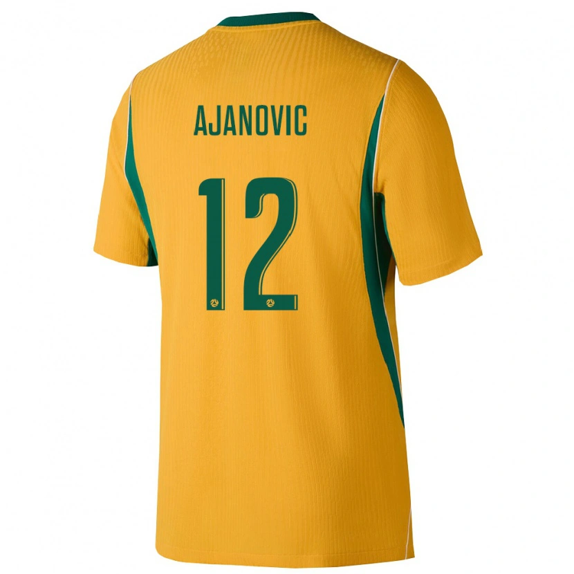 Danxen Niño Camiseta Australia Jai Ajanovic #12 Amarillo Verde 1ª Equipación 26-28 La Camisa México