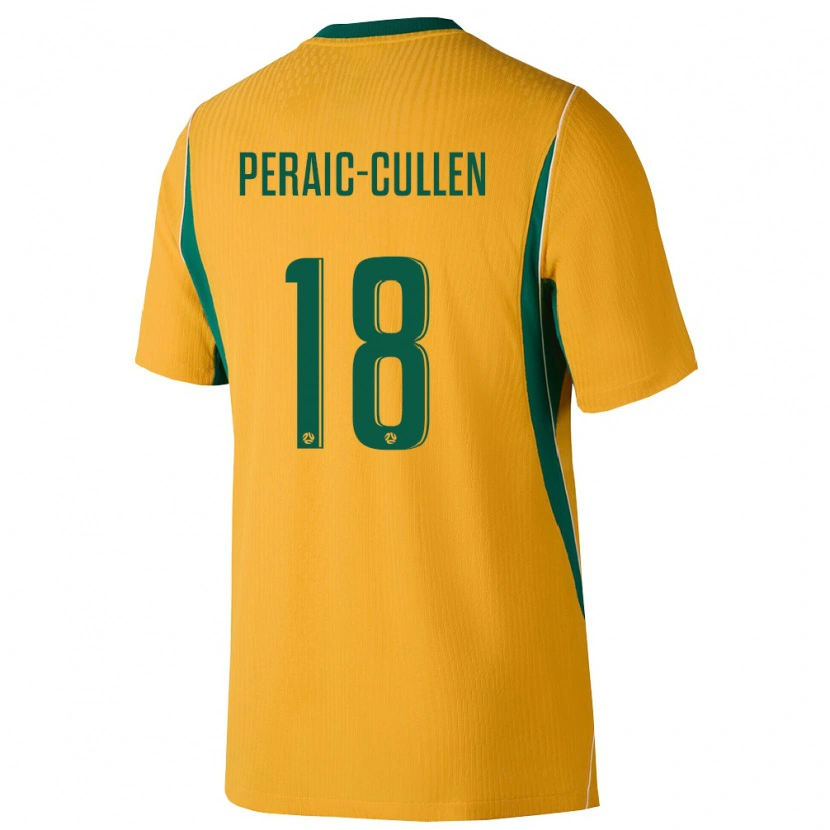 Danxen Niño Camiseta Australia Dylan Peraić-Cullen #18 Amarillo Verde 1ª Equipación 26-28 La Camisa México