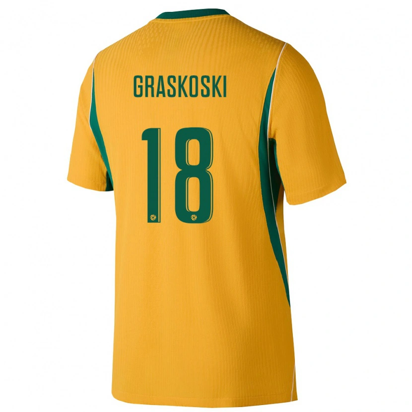 Danxen Niño Camiseta Australia Daniel Graskoski #18 Amarillo Verde 1ª Equipación 26-28 La Camisa México
