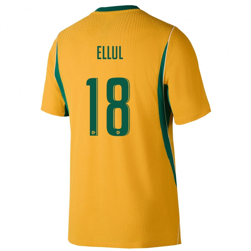 Danxen Niño Camiseta Australia Noah Ellul #18 Amarillo Verde 1ª Equipación 26-28 La Camisa México