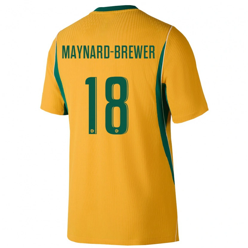 Danxen Niño Camiseta Australia Ashley Maynard Brewer #18 Amarillo Verde 1ª Equipación 26-28 La Camisa México