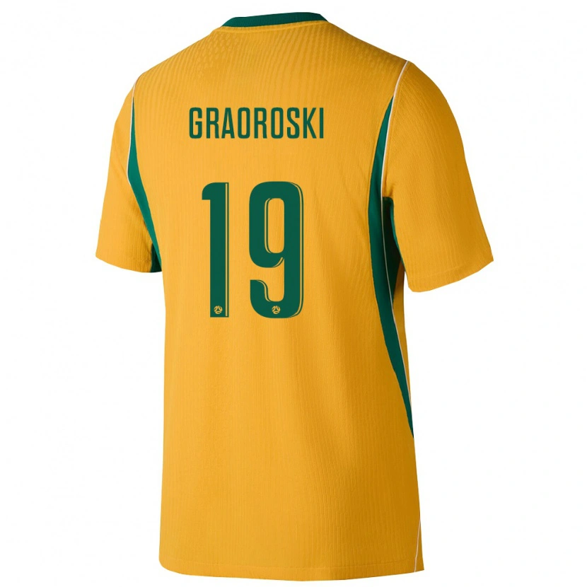 Danxen Niño Camiseta Australia Jordan Graoroski #19 Amarillo Verde 1ª Equipación 26-28 La Camisa México