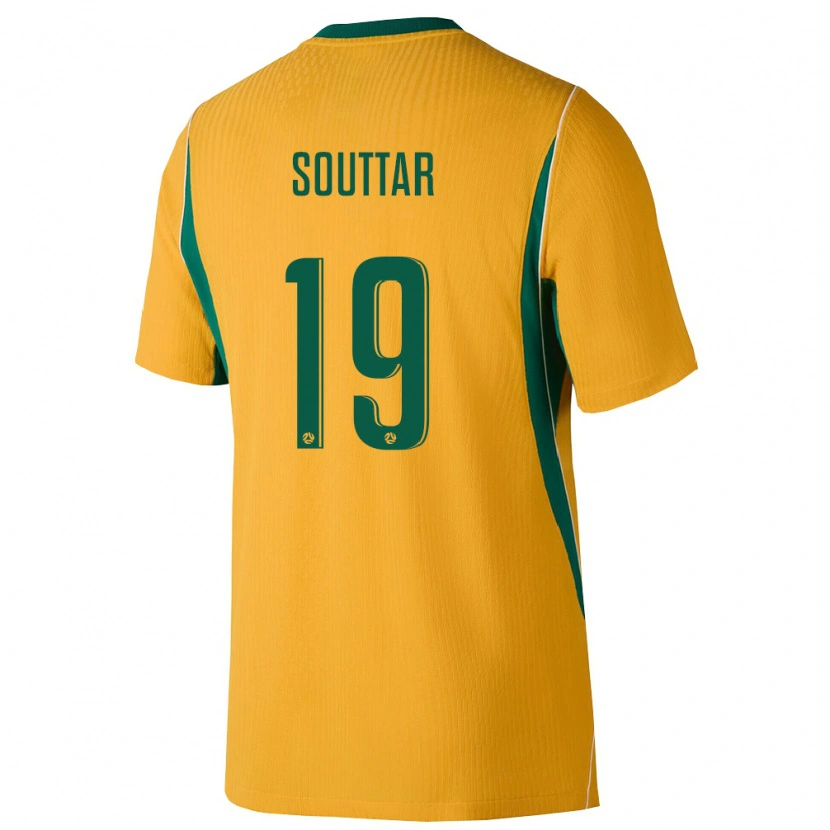 Danxen Niño Camiseta Australia Harry Souttar #19 Amarillo Verde 1ª Equipación 26-28 La Camisa México