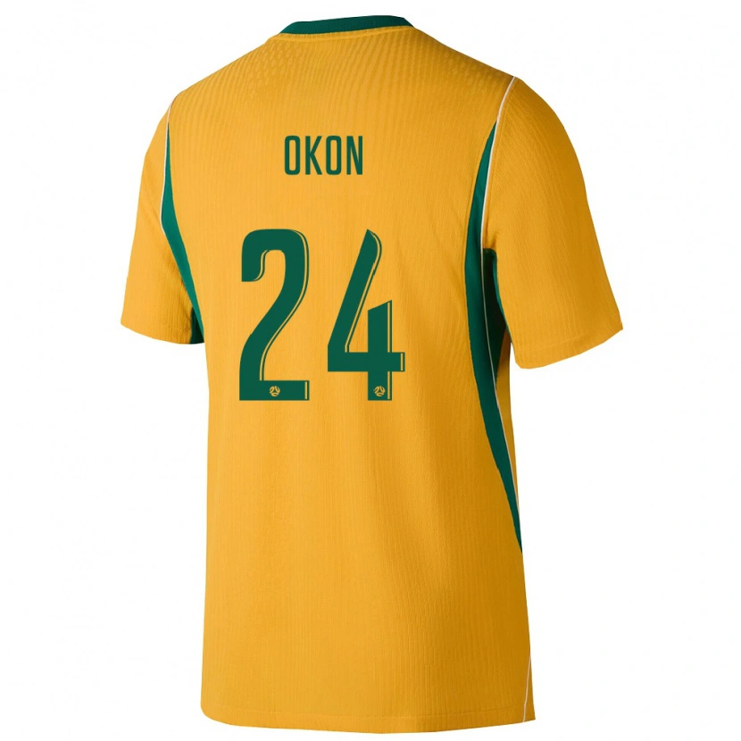 Danxen Niño Camiseta Australia Paul Okon-Engstler #24 Amarillo Verde 1ª Equipación 26-28 La Camisa México