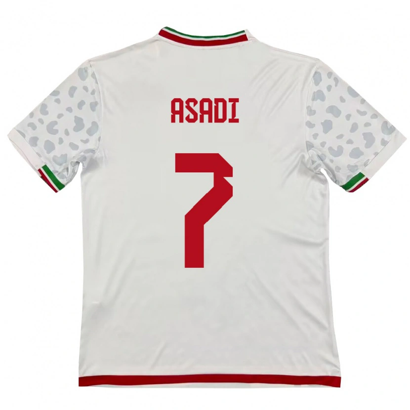 Danxen Niño Camiseta Irán Jafar Asadi #7 Blanco Rojo 1ª Equipación 26-28 La Camisa México