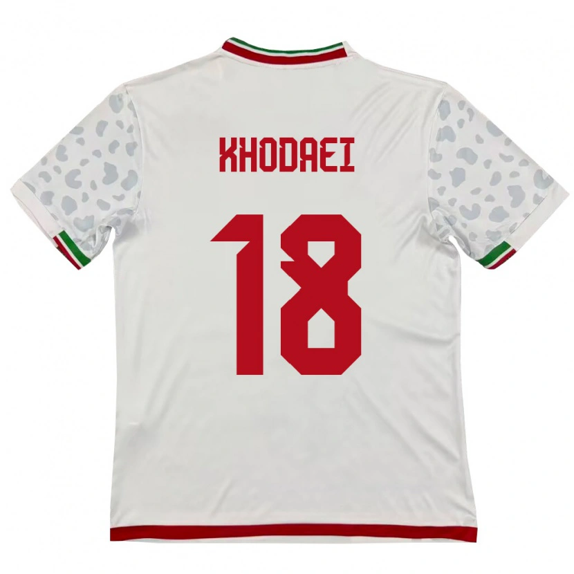 Danxen Niño Camiseta Irán Alireza Khodaei #18 Blanco Rojo 1ª Equipación 26-28 La Camisa México