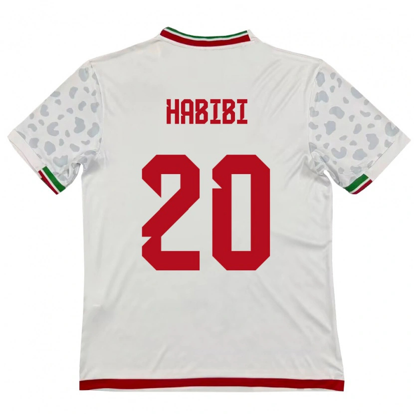 Danxen Niño Camiseta Irán Abbas Habibi #20 Blanco Rojo 1ª Equipación 26-28 La Camisa México