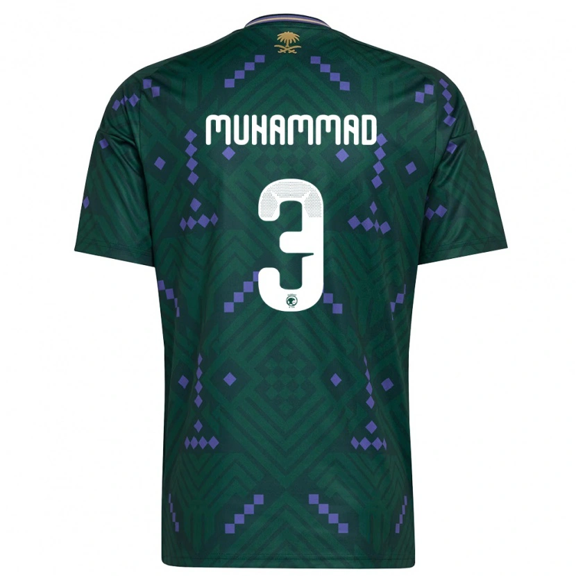 Danxen Niño Camiseta Arabia Saudita Lin Muhammad #3 Verde Púrpura Blanco 1ª Equipación 26-28 La Camisa México