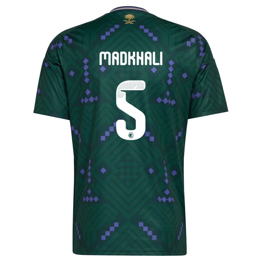 Danxen Niño Camiseta Arabia Saudita Mohammed Madkhali #5 Verde Púrpura Blanco 1ª Equipación 26-28 La Camisa México