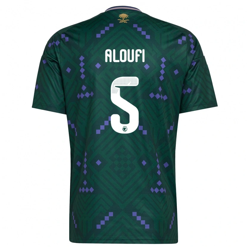 Danxen Niño Camiseta Arabia Saudita Mohammed Aloufi #5 Verde Púrpura Blanco 1ª Equipación 26-28 La Camisa México