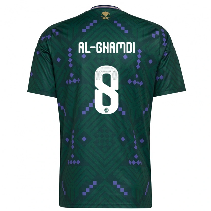Danxen Niño Camiseta Arabia Saudita Faris Al-Ghamdi #8 Verde Púrpura Blanco 1ª Equipación 26-28 La Camisa México