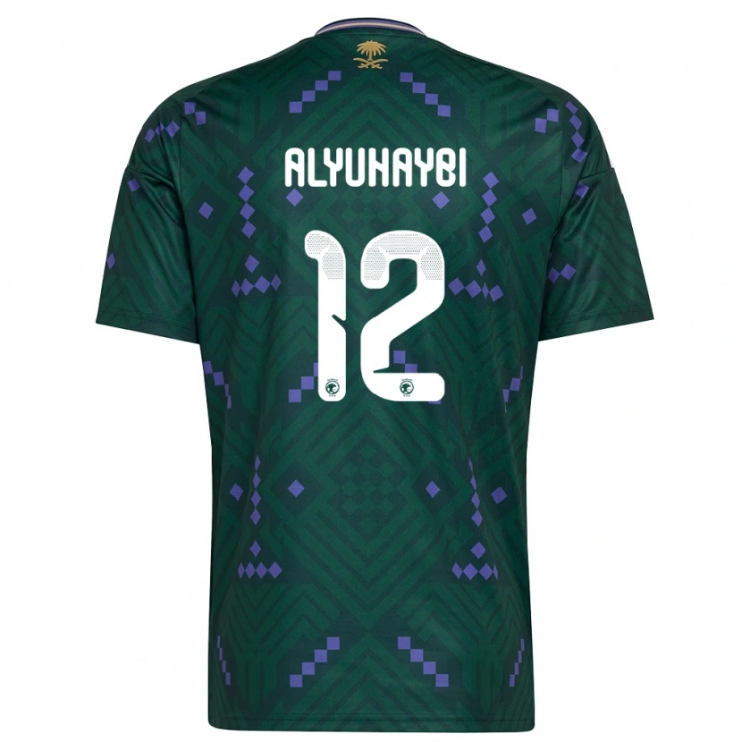 Danxen Niño Camiseta Arabia Saudita Ammar Alyuhaybi #12 Verde Púrpura Blanco 1ª Equipación 26-28 La Camisa México