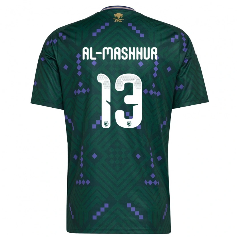 Danxen Niño Camiseta Arabia Saudita Fawaz Al-Mashhur #13 Verde Púrpura Blanco 1ª Equipación 26-28 La Camisa México