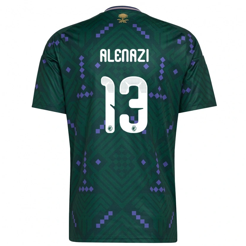 Danxen Niño Camiseta Arabia Saudita Abdullah Alenazi #13 Verde Púrpura Blanco 1ª Equipación 26-28 La Camisa México