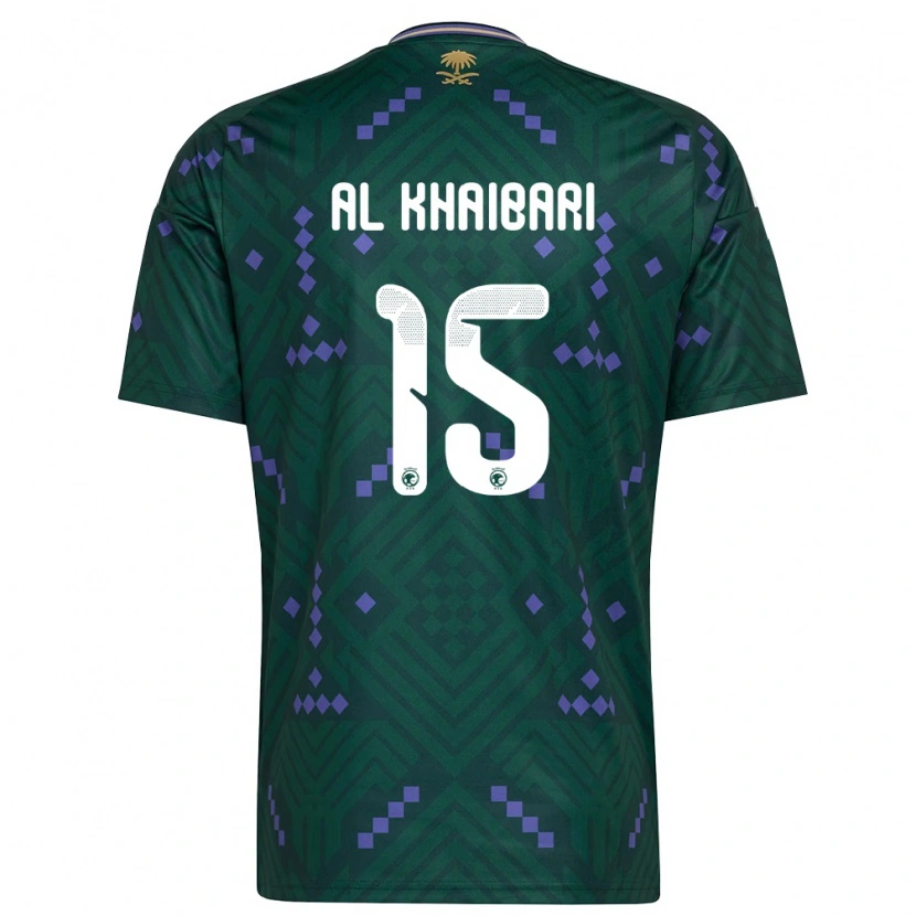 Danxen Niño Camiseta Arabia Saudita Abdullah Al-Khaibari #15 Verde Púrpura Blanco 1ª Equipación 26-28 La Camisa México