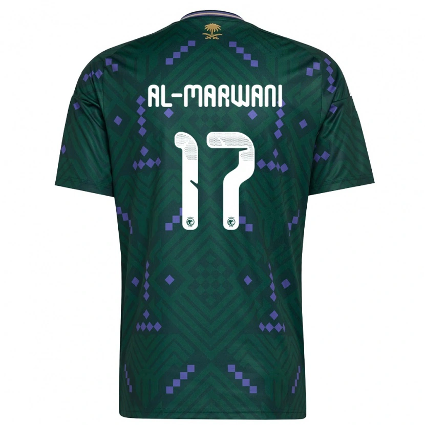 Danxen Niño Camiseta Arabia Saudita Abdulmalik Al-Marwani #17 Verde Púrpura Blanco 1ª Equipación 26-28 La Camisa México