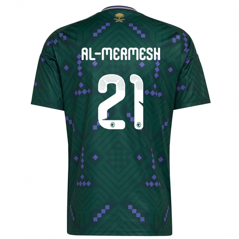 Danxen Niño Camiseta Arabia Saudita Osama Al-Mermesh #21 Verde Púrpura Blanco 1ª Equipación 26-28 La Camisa México