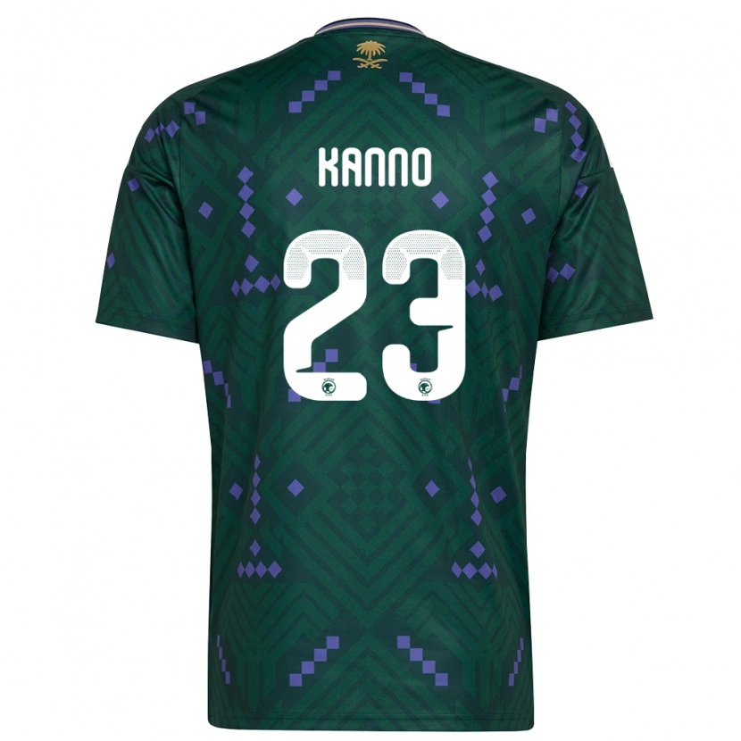 Danxen Niño Camiseta Arabia Saudita Mohamed Kanno #23 Verde Púrpura Blanco 1ª Equipación 26-28 La Camisa México