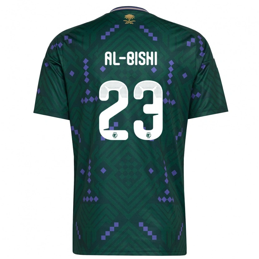 Danxen Niño Camiseta Arabia Saudita Abdullah Al-Bishi #23 Verde Púrpura Blanco 1ª Equipación 26-28 La Camisa México
