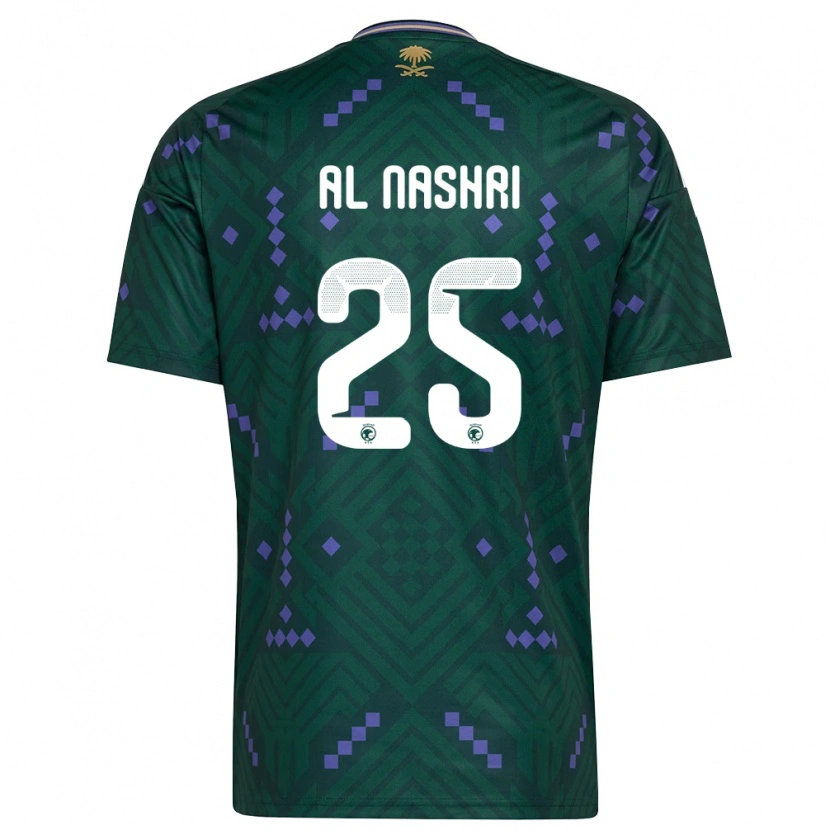 Danxen Niño Camiseta Arabia Saudita Awad Al Nashri #25 Verde Púrpura Blanco 1ª Equipación 26-28 La Camisa México