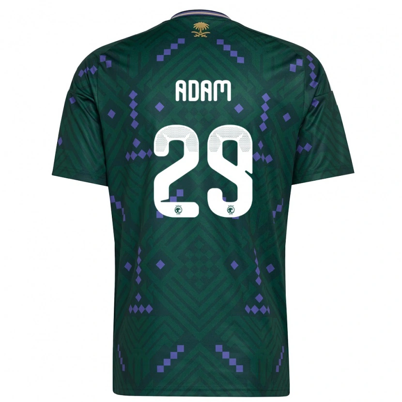 Danxen Niño Camiseta Arabia Saudita Hamed Adam #29 Verde Púrpura Blanco 1ª Equipación 26-28 La Camisa México