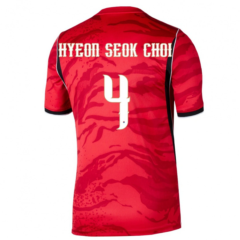 Danxen Niño Camiseta Corea Del Sur Seok-Hyeon Choi #4 Rojo Blanco Negro 1ª Equipación 26-28 La Camisa México