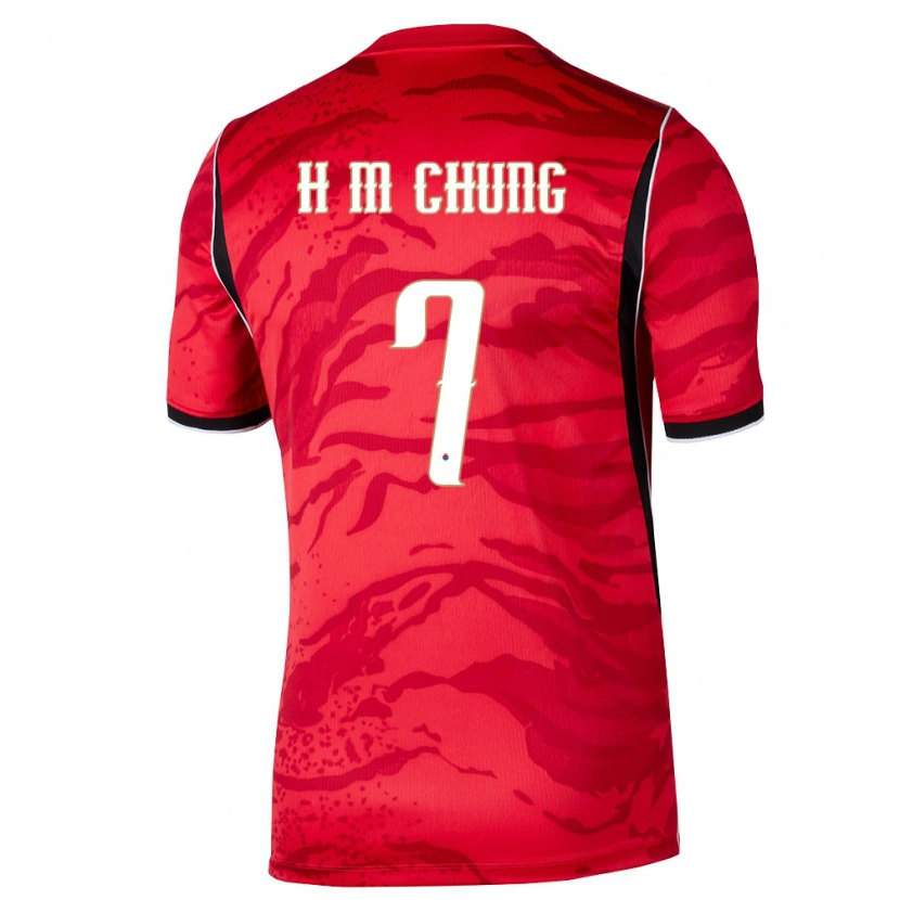 Danxen Niño Camiseta Corea Del Sur Ma-Ho Chung #7 Rojo Blanco Negro 1ª Equipación 26-28 La Camisa México