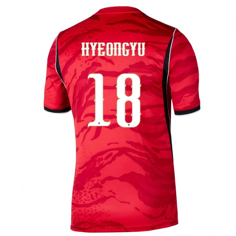 Danxen Niño Camiseta Corea Del Sur Hyeon-Gyu Oh #18 Rojo Blanco Negro 1ª Equipación 26-28 La Camisa México