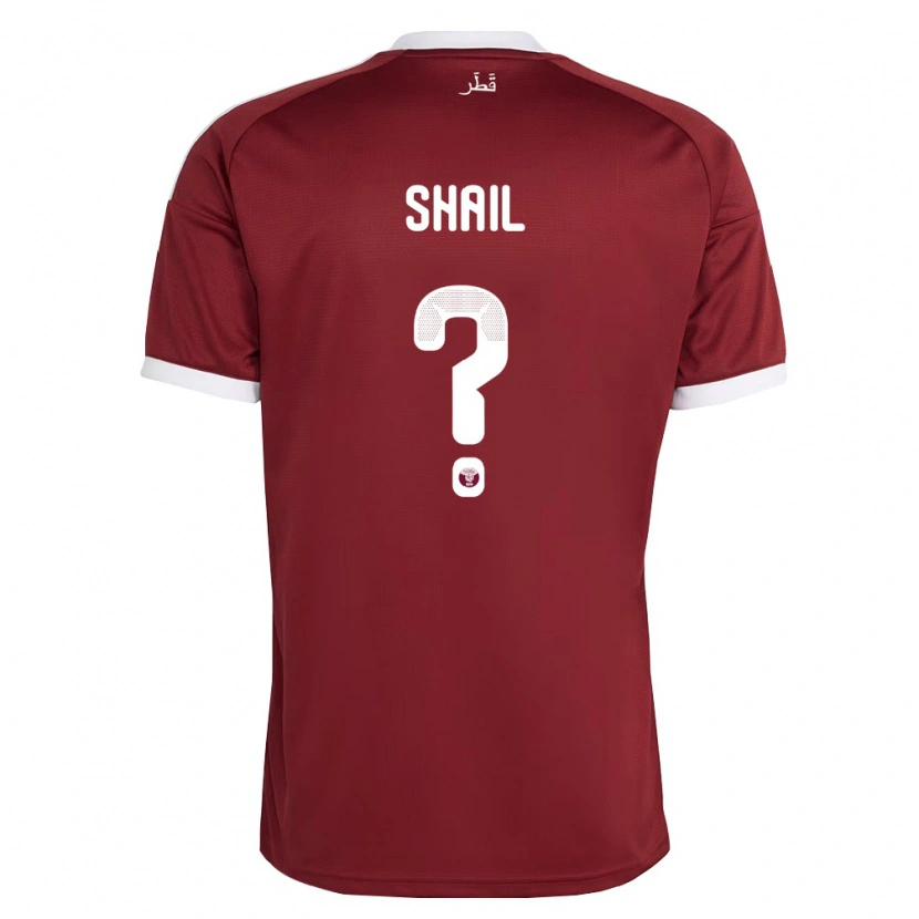 Danxen Niño Camiseta Catar Ahmad Shail #0 Rojo Borgoña Blanco 1ª Equipación 26-28 La Camisa México