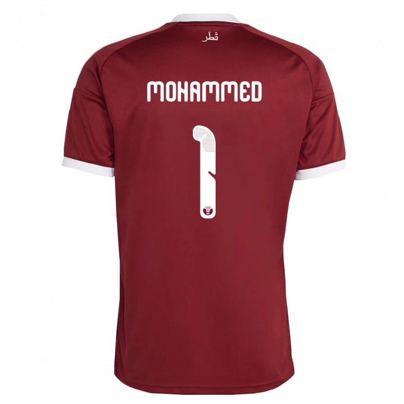 Danxen Niño Camiseta Catar Bakri Mohammed #1 Rojo Borgoña Blanco 1ª Equipación 26-28 La Camisa México