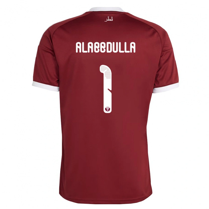 Danxen Niño Camiseta Catar Latifa Alabbdulla #1 Rojo Borgoña Blanco 1ª Equipación 26-28 La Camisa México