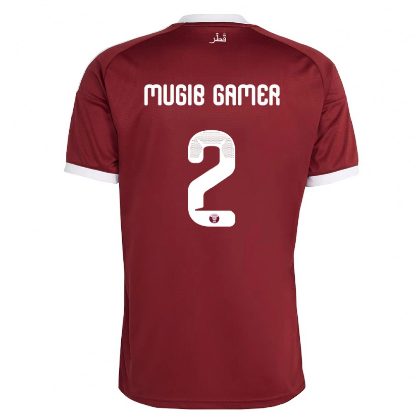 Danxen Niño Camiseta Catar Abdalla Mugib Gamer #2 Rojo Borgoña Blanco 1ª Equipación 26-28 La Camisa México