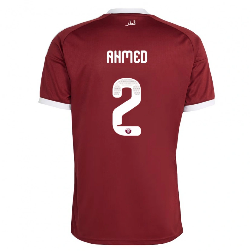 Danxen Niño Camiseta Catar Hazem Ahmed #2 Rojo Borgoña Blanco 1ª Equipación 26-28 La Camisa México