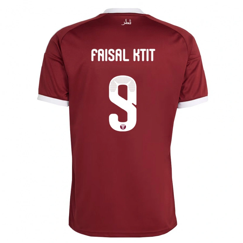 Danxen Niño Camiseta Catar Zaid Faisal Ktit #9 Rojo Borgoña Blanco 1ª Equipación 26-28 La Camisa México