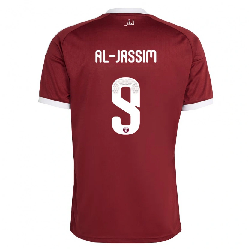Danxen Niño Camiseta Catar Kholoud Al Jassim #9 Rojo Borgoña Blanco 1ª Equipación 26-28 La Camisa México
