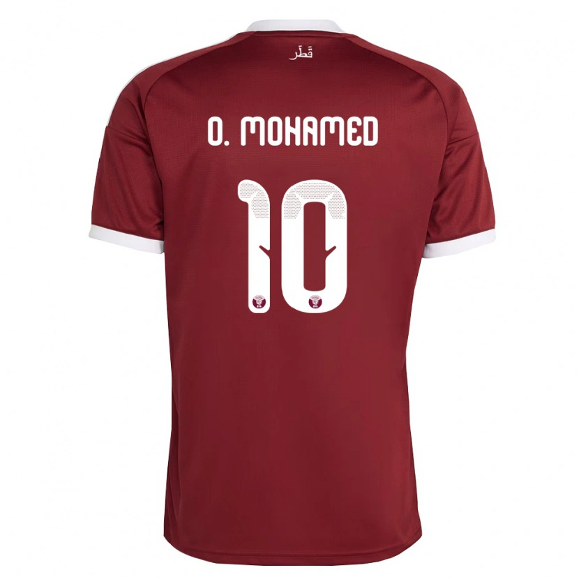 Danxen Niño Camiseta Catar Osama Ibrahim O. Mohamed #10 Rojo Borgoña Blanco 1ª Equipación 26-28 La Camisa México