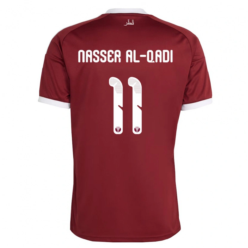 Danxen Niño Camiseta Catar Tameem Al-Qadi #11 Rojo Borgoña Blanco 1ª Equipación 26-28 La Camisa México