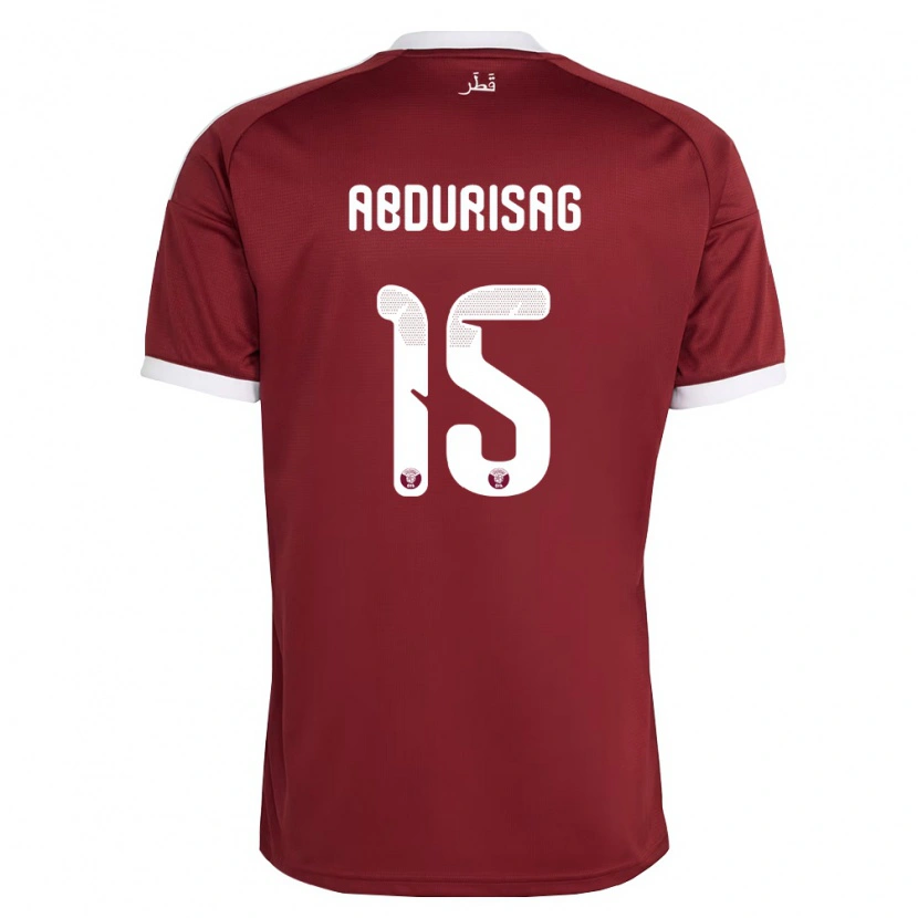 Danxen Niño Camiseta Catar Yusuf Abdurisag #15 Rojo Borgoña Blanco 1ª Equipación 26-28 La Camisa México