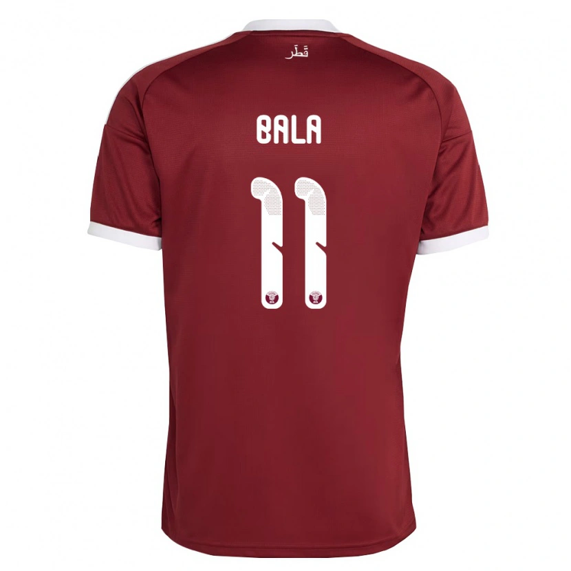 Danxen Niño Camiseta Catar Younis Bala #11 Rojo Borgoña Blanco 1ª Equipación 26-28 La Camisa México