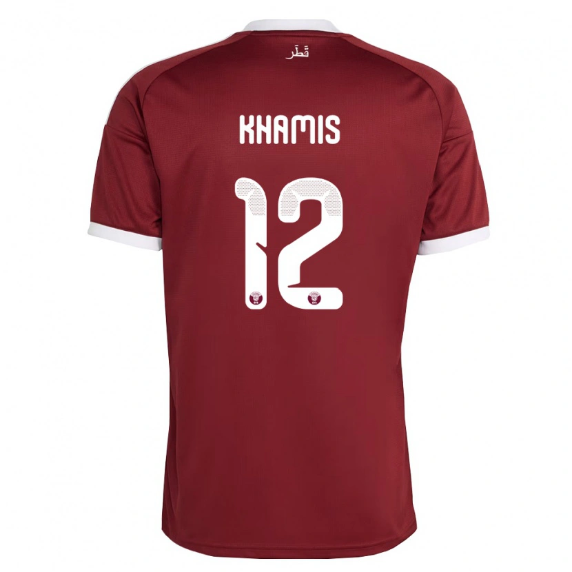 Danxen Niño Camiseta Catar Youssef Islam El Sayed Khamis #12 Rojo Borgoña Blanco 1ª Equipación 26-28 La Camisa México
