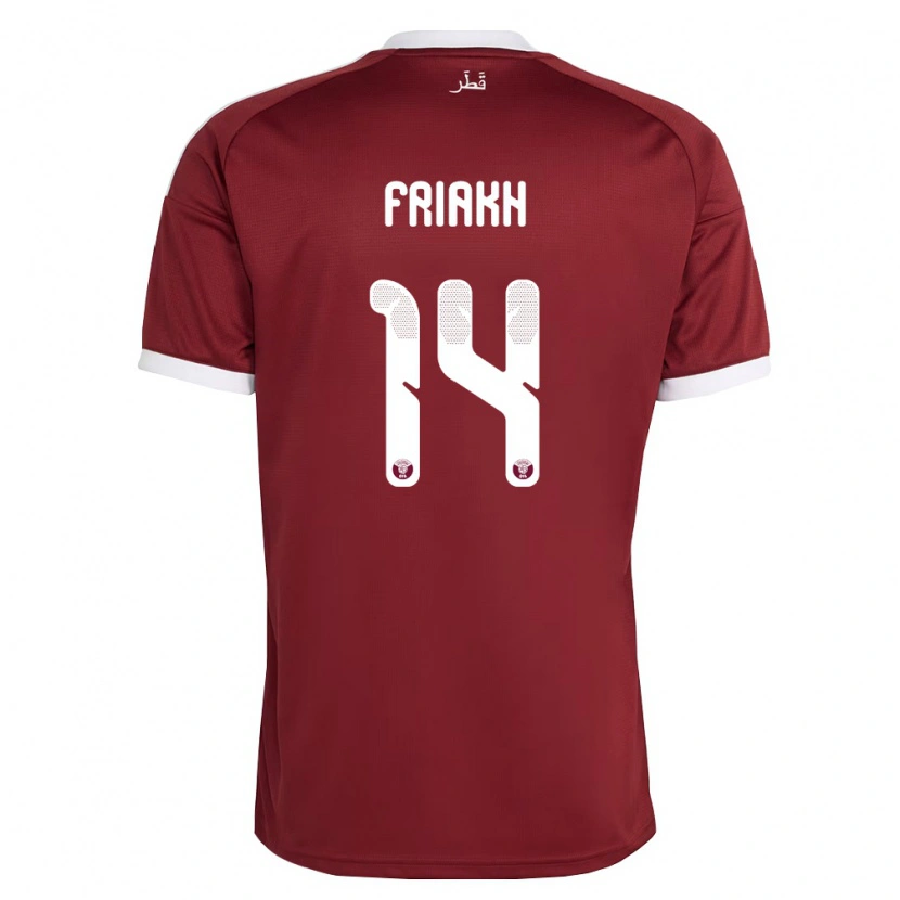 Danxen Niño Camiseta Catar Jamil Friakh #14 Rojo Borgoña Blanco 1ª Equipación 26-28 La Camisa México