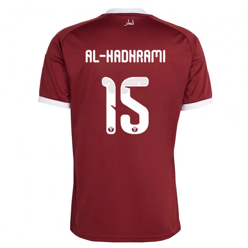Danxen Niño Camiseta Catar Naif Al-Hadhrami #15 Rojo Borgoña Blanco 1ª Equipación 26-28 La Camisa México
