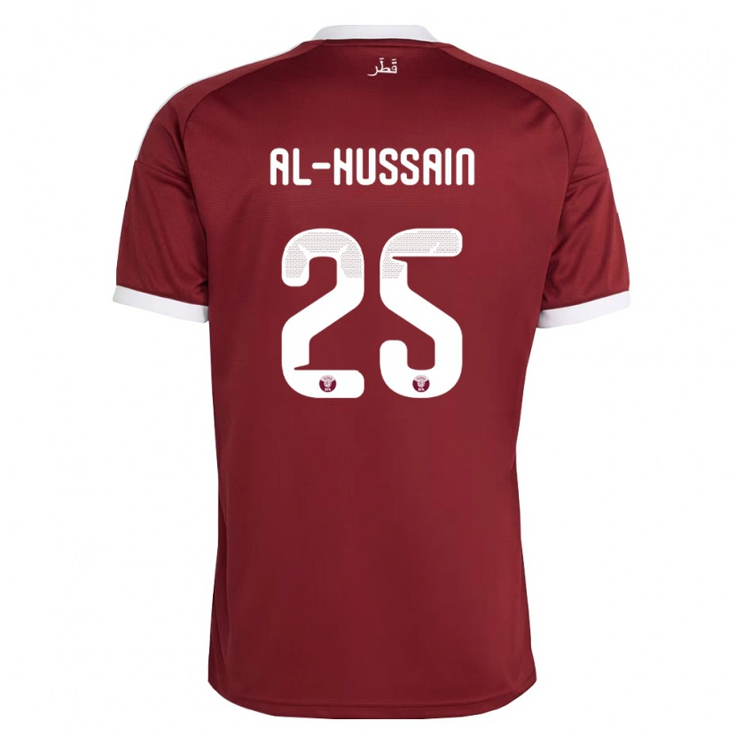 Danxen Niño Camiseta Catar Al-Hashmi Al-Hussain #25 Rojo Borgoña Blanco 1ª Equipación 26-28 La Camisa México