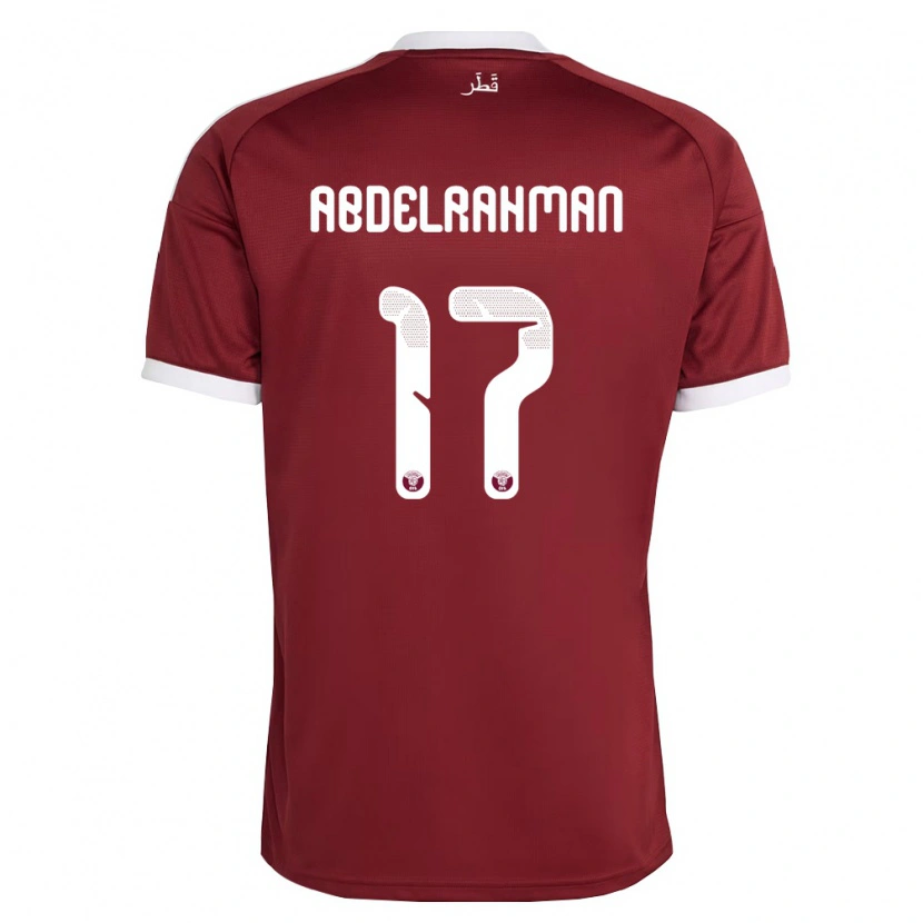 Danxen Niño Camiseta Catar Abdelrahman Fahmi Moustafa #17 Rojo Borgoña Blanco 1ª Equipación 26-28 La Camisa México