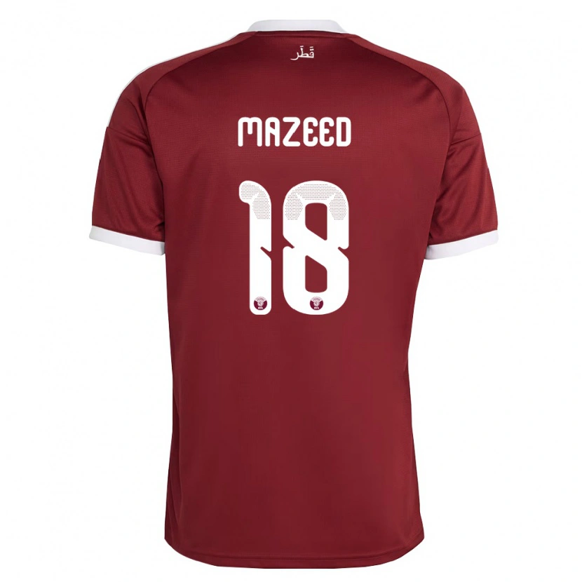 Danxen Niño Camiseta Catar Khalid Muneer Ali #18 Rojo Borgoña Blanco 1ª Equipación 26-28 La Camisa México